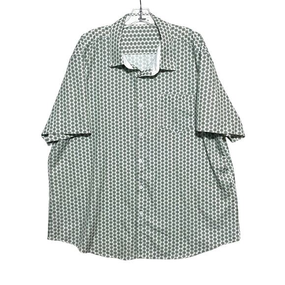 Coofandy Button Shirt Mens XXL Green Retro Geometric All Over Print Hippie Disco - Picture 1 of 7